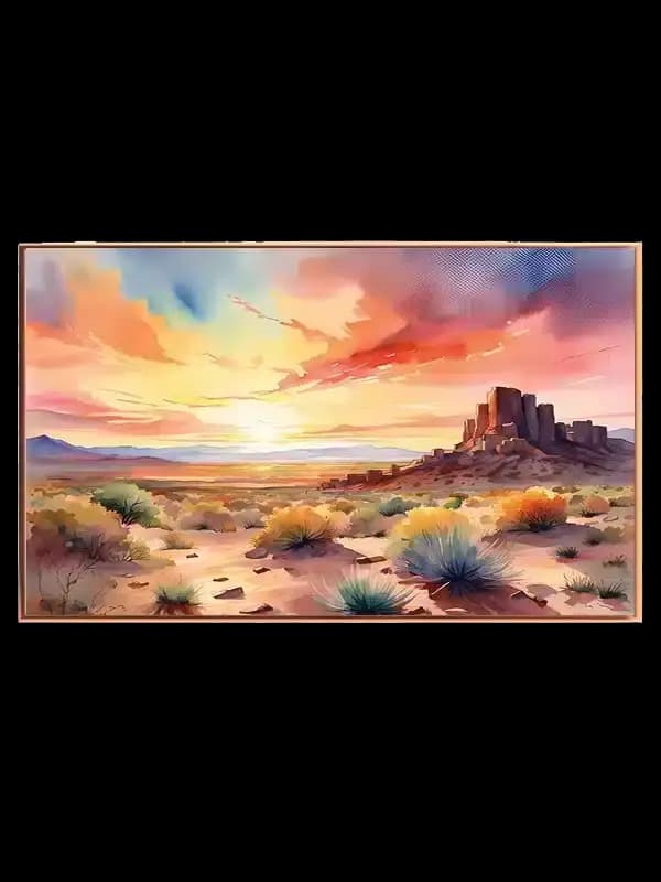 Ørkenlandskab Ved Solnedgang Plakat