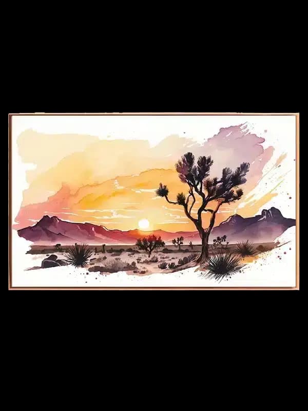 Ørkenlandskab Ved Solnedgang Plakat