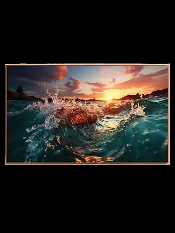 Solnedgang Ved Klippekyst Plakat