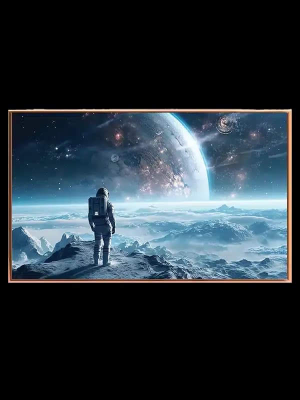 Astronaut Over Isblå Horisont