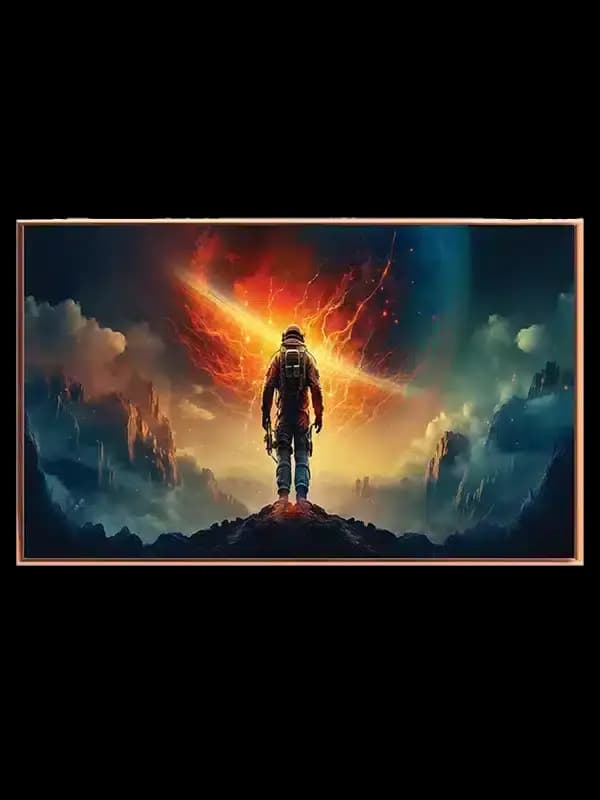Astronaut Under Brændende Himmel