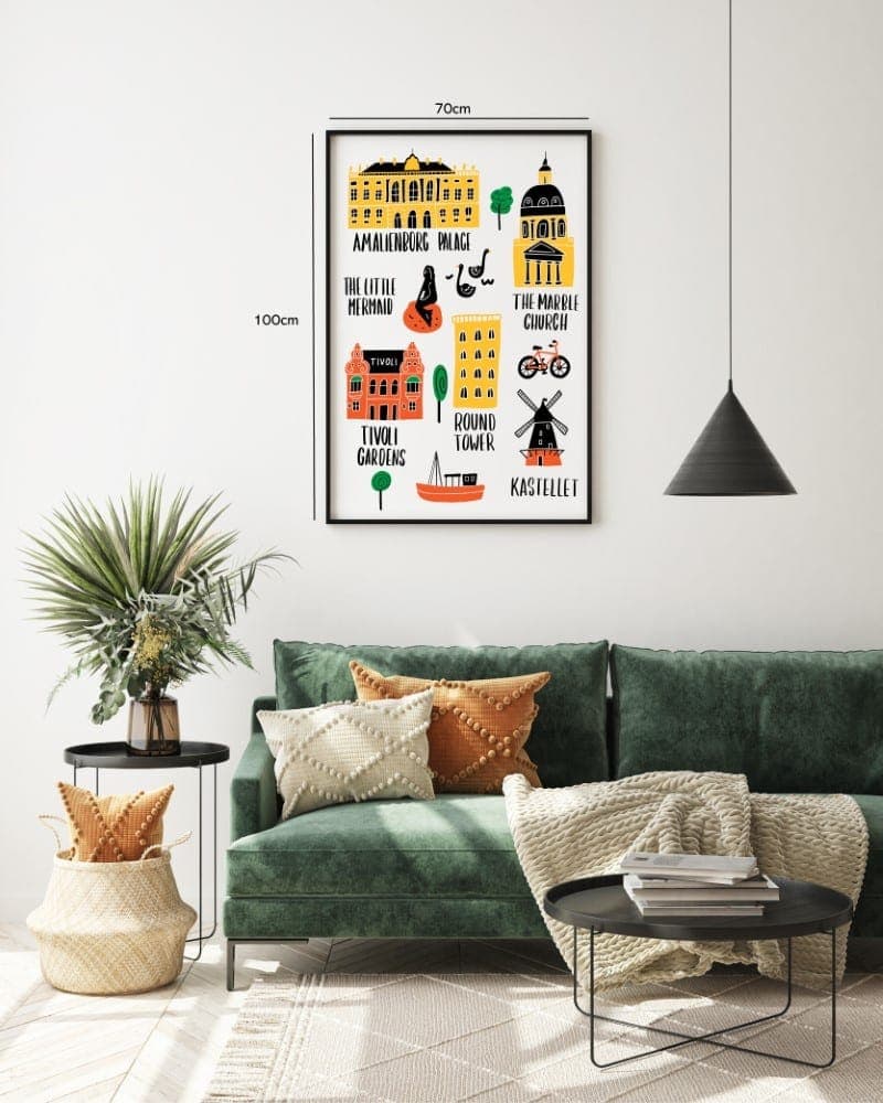 Colorful Copenhagen Landmark Illustration