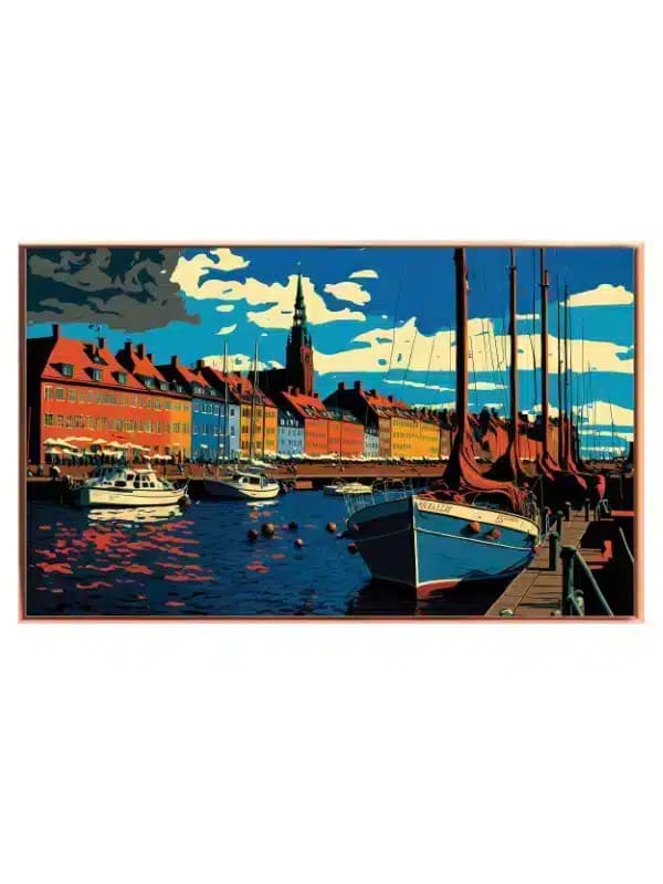 Colorful Harbor Scene Artwork