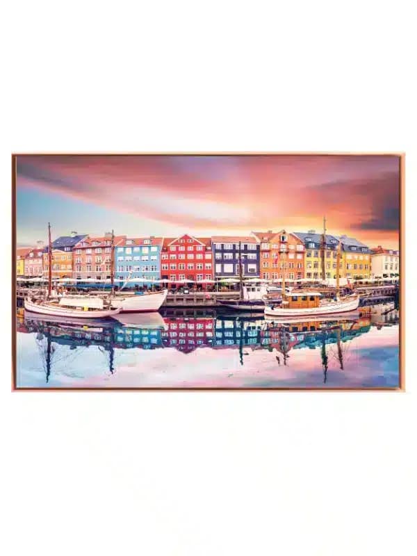 Colorful Harbor Waterfront Scene