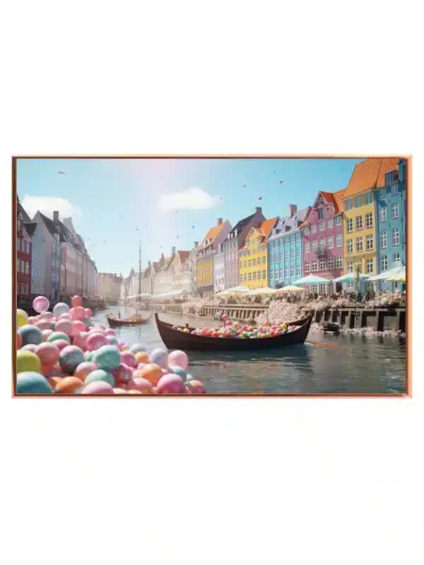 Colorful Canal Boat Scene