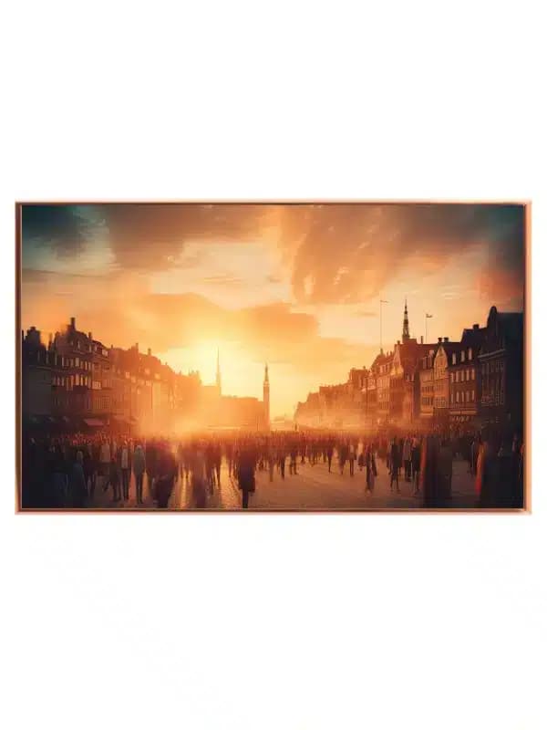 Sunset Over Historic City Street