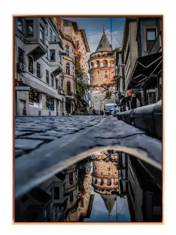 Historic Tower Reflected Street