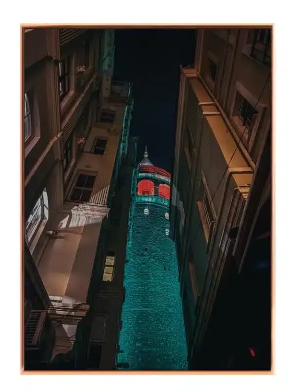 Nighttime Urban Tower View