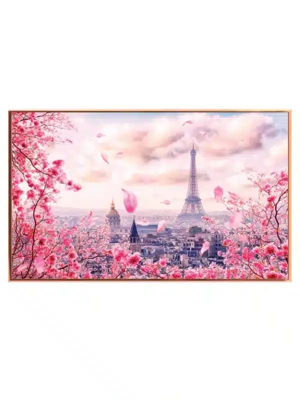 Paris Skyline With Blossoming Cherry Trees