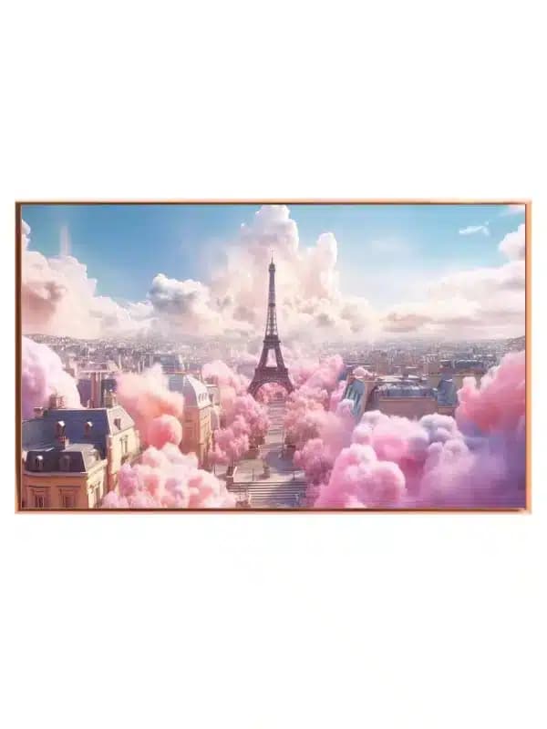 Paris Skyline With Pink Clouds