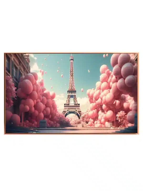 Eiffel Tower With Pink Balloons