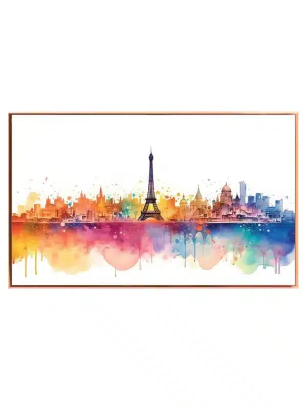 Farverig Paris Skyline Akvarel