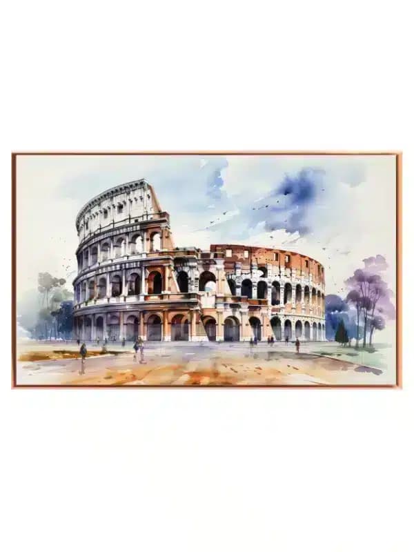 Akvarel Illustration Af Colosseum