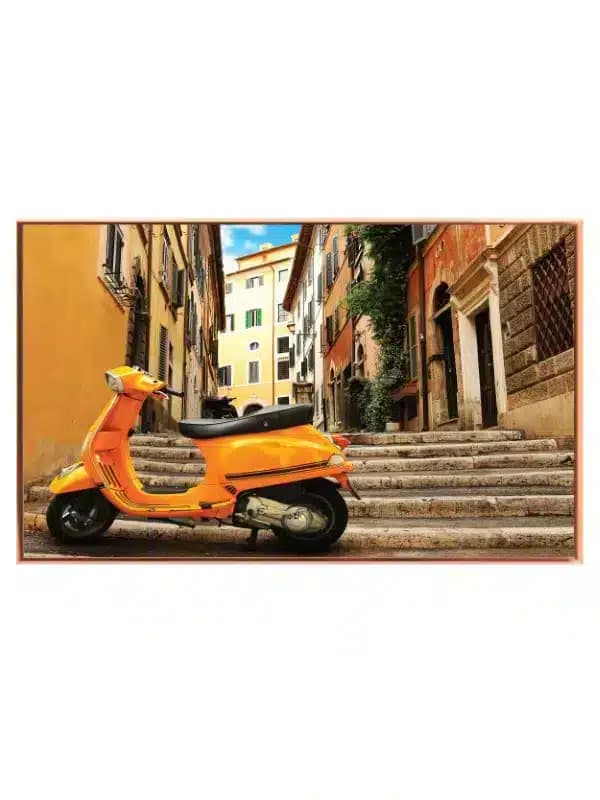 Orange Scooter On Stone Steps