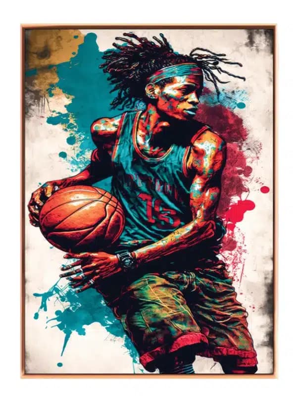 Dynamisk Basketballspiller i Fart
