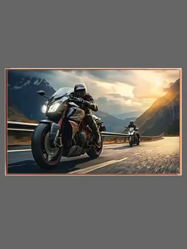 Eventyrlige Motorcykler i Solnedgang