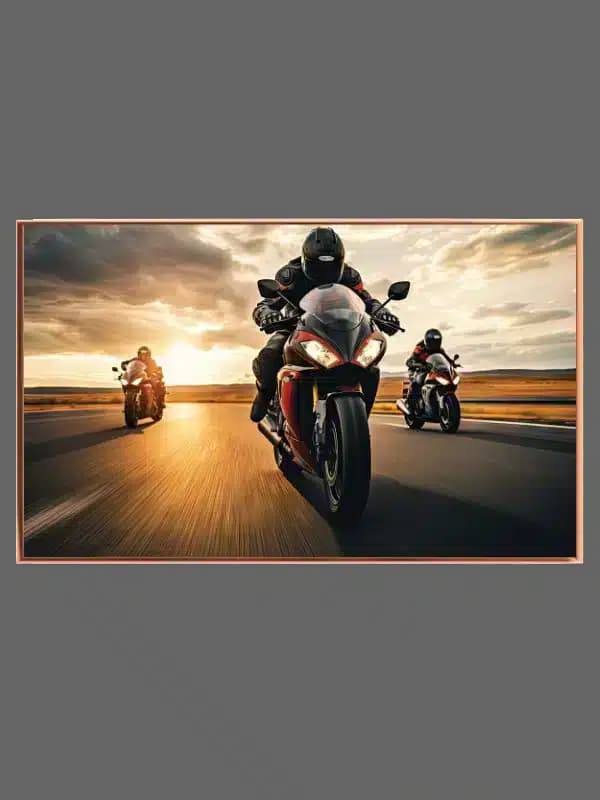 Eventyrlige Motorcykler i Solnedgang