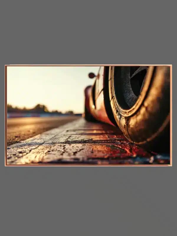 Ræsende Dæk i Solnedgang