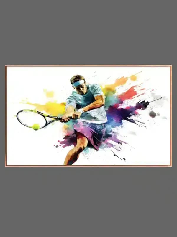 Dynamisk Tennisaction i Farvesprøjt