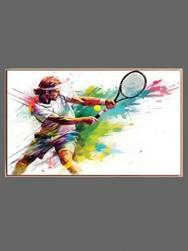 Farverig Tennisaction i Bevægelse
