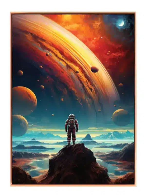 Astronaut Under Brændende Ringplanet