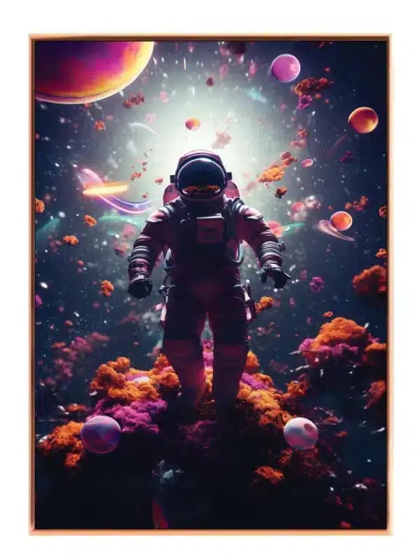 Grafisk Astronaut i Farverigt Kosmos