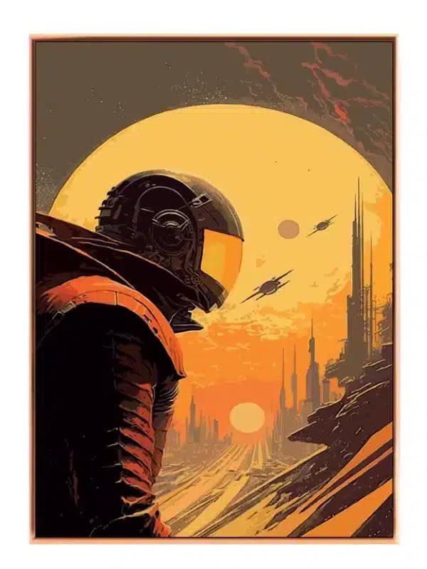 Astronaut ved Orange Solnedgang