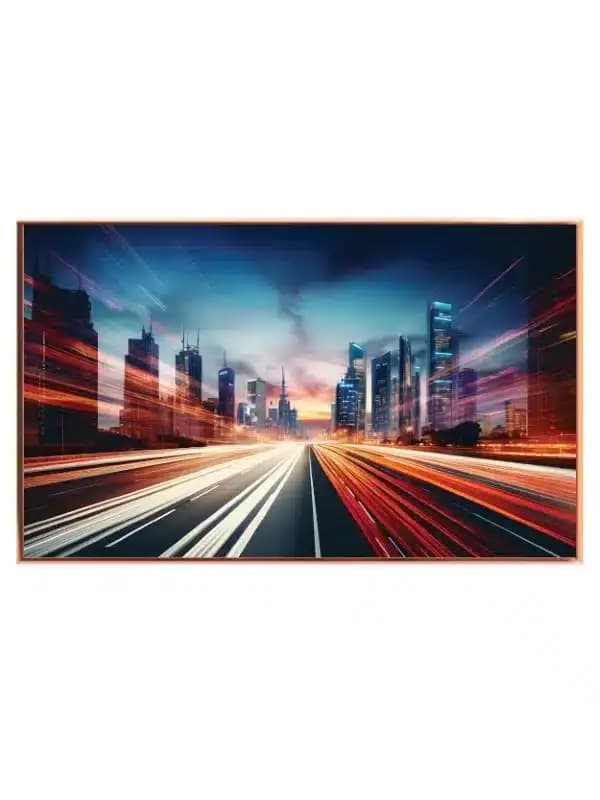 Lysstriber Mod Futuristisk Skyline