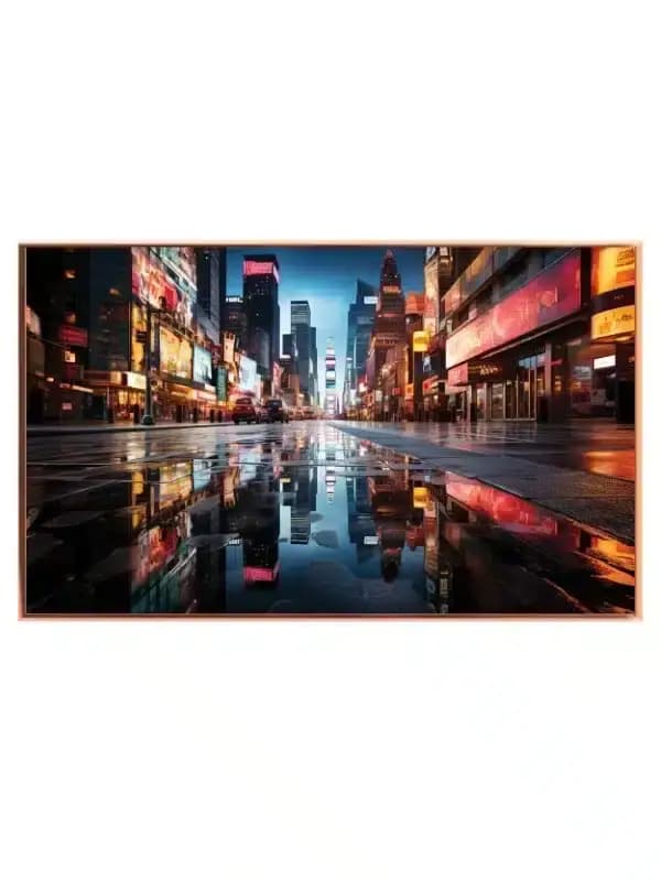 Grafisk Neonlys Over Våd Storbygade