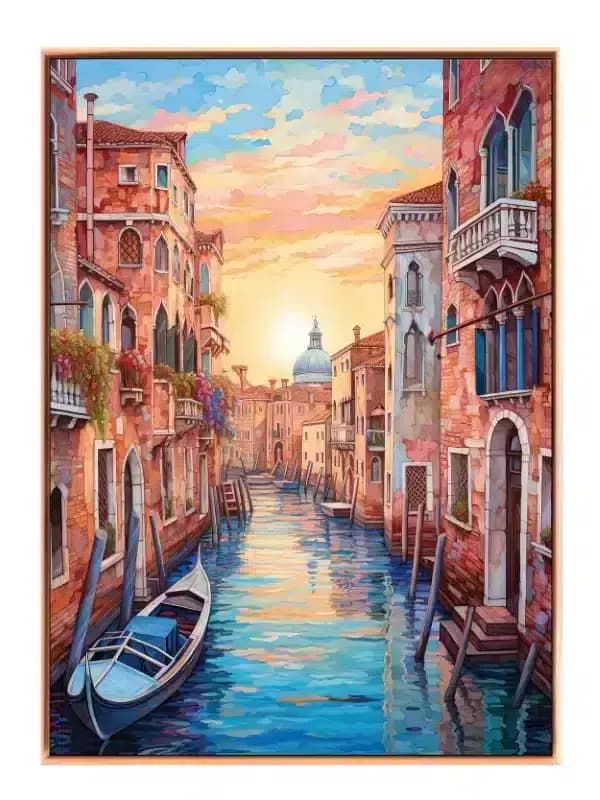 Venetian Canal Sunset Scene