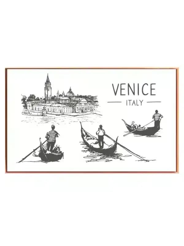 Venice Italy Black White Illustration