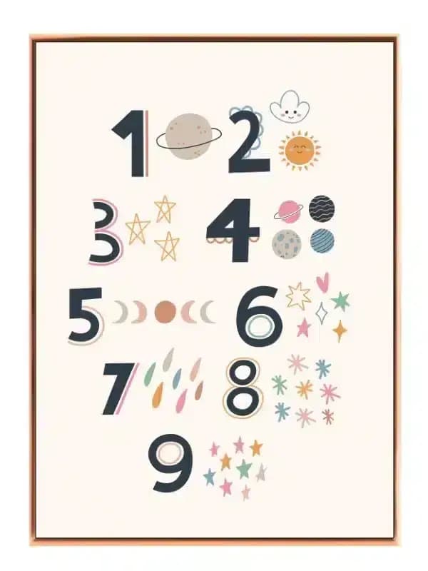 Playful Space Numbers Chart Plakat
