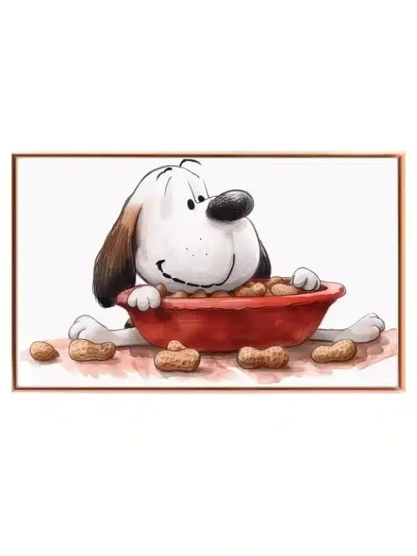 Playful Puppy With Peanuts Plakat