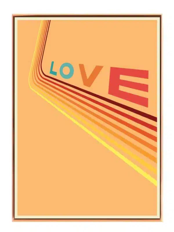 Ordet love med typografi striber farveflader
