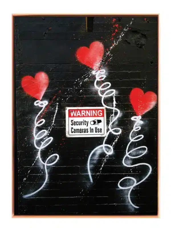 Hjerter mur skilt med graffiti typografi