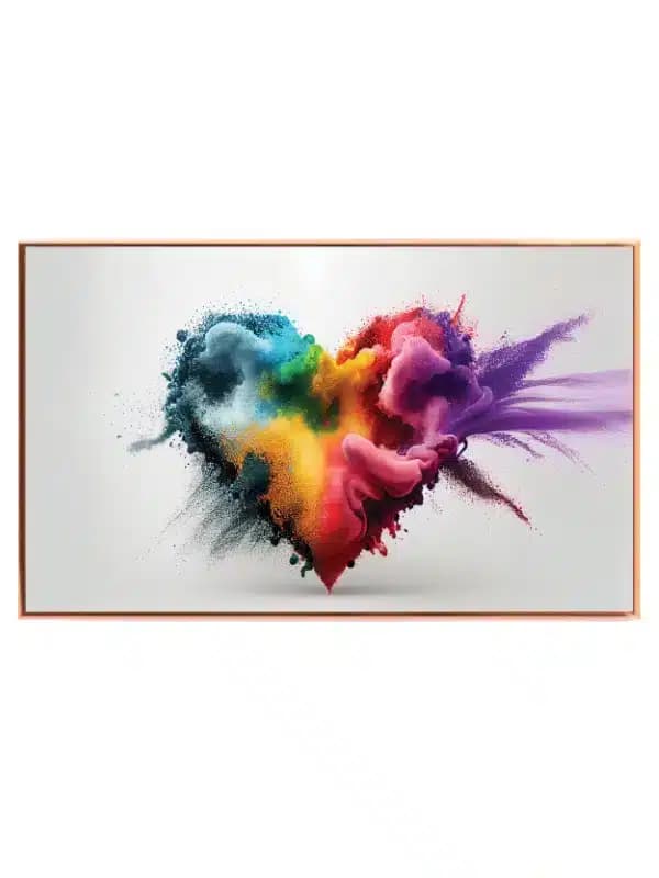 Hjerte farvepulver med sprøjt røg tekstur