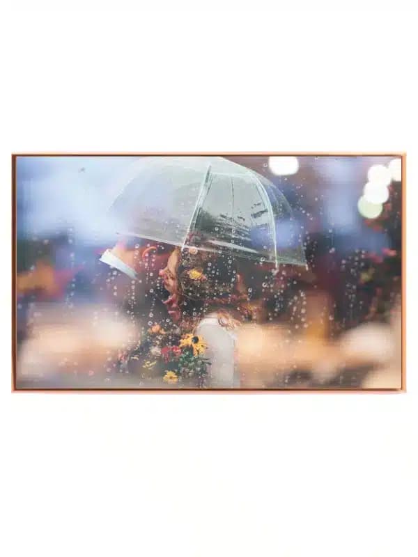Par paraply regn med bokeh dråber