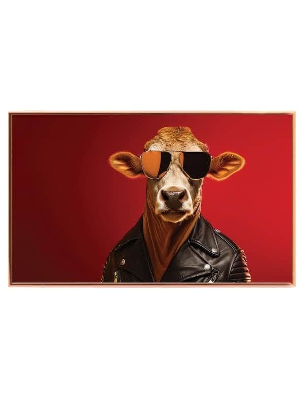 Cow in suite rød baggrund