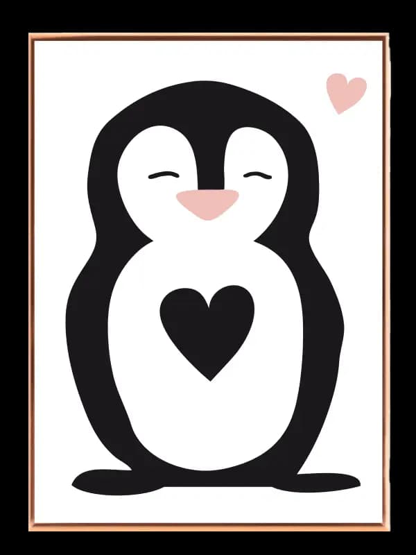 Gentle Penguin With Heart Plakat