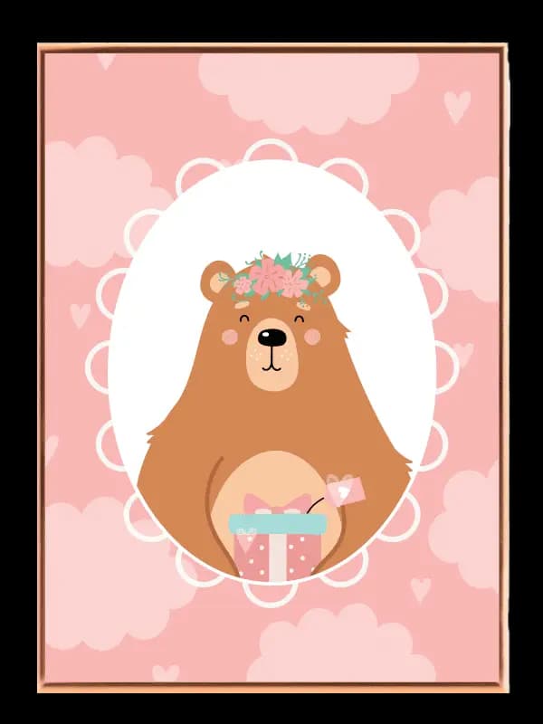 Playful Bear With Gift Plakat