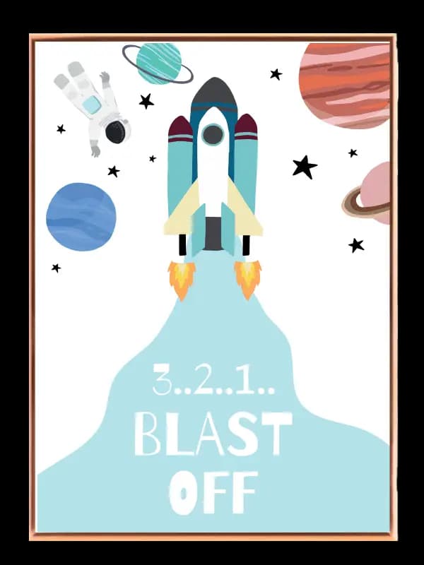 Playful Rocket Blast Off Plakat