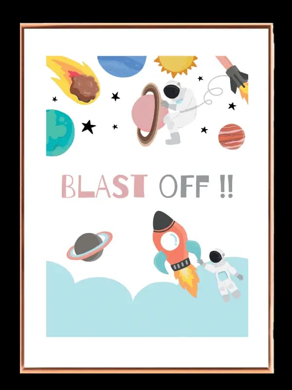 Playful Space Adventure Blast Off Plakat