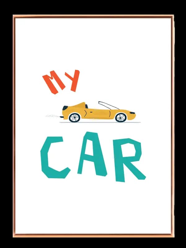 Playful Yellow Sports Car Plakat