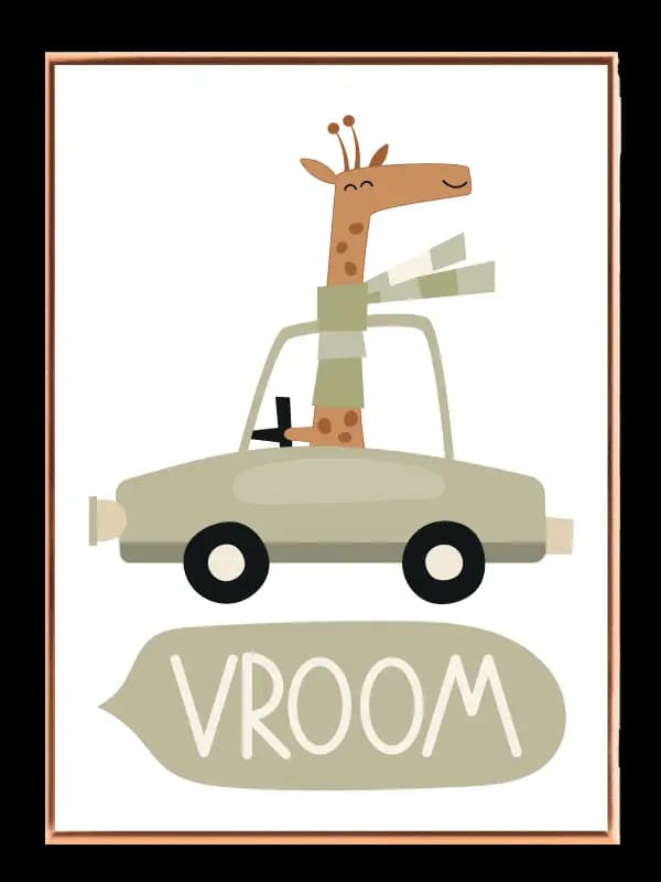 Playful Giraffe Driving Car Plakat