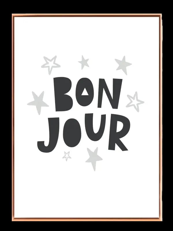Playful Bonjour Greeting Stars Plakat
