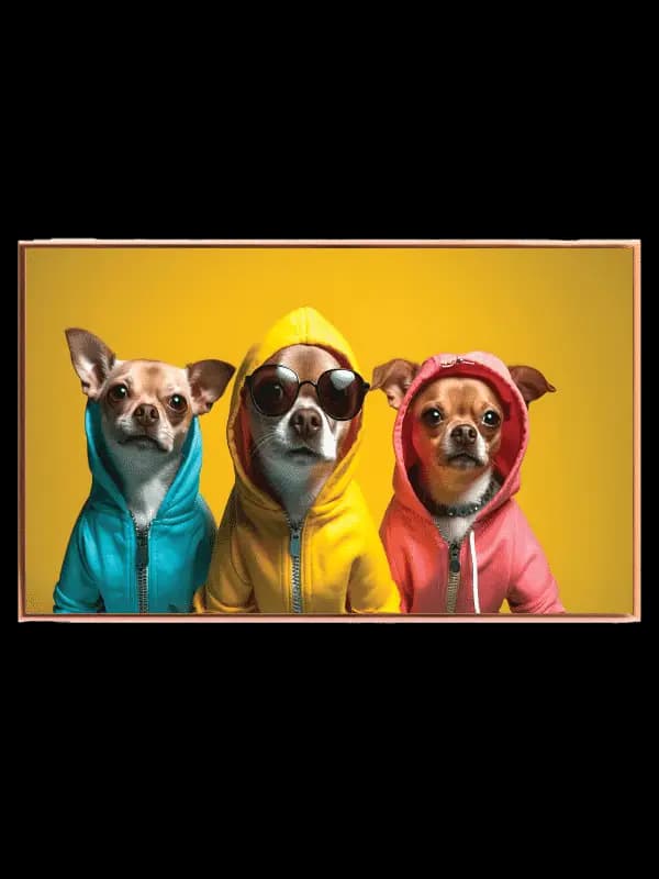 Playful Dogs In Colorful Hoodies Plakat