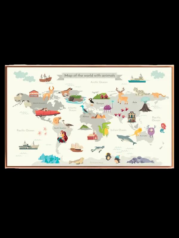 Playful Animal World Map Plakat