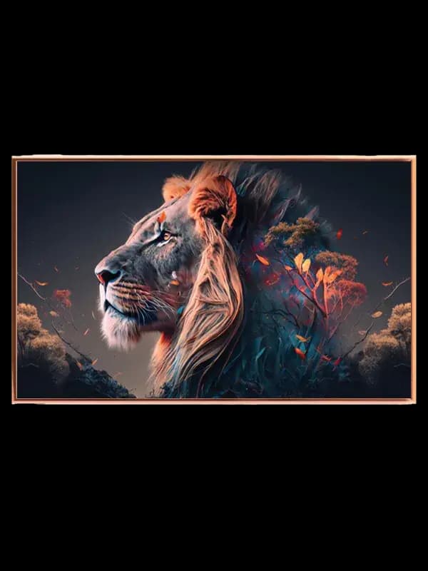 Lion With Autumn Leaves Plakat