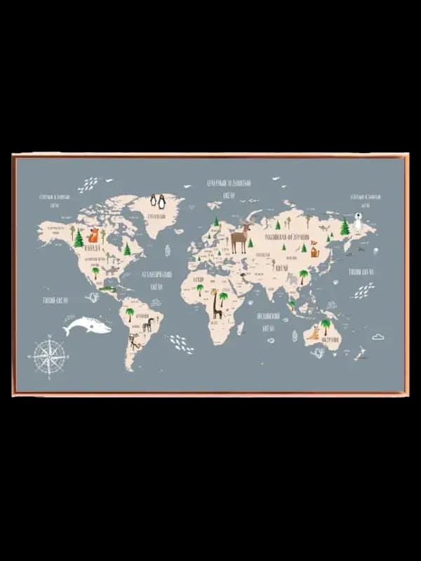 Curious Animal World Map Plakat