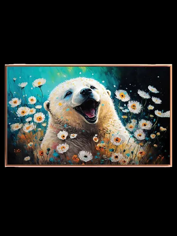 Happy Polar Bear Bloom Plakat